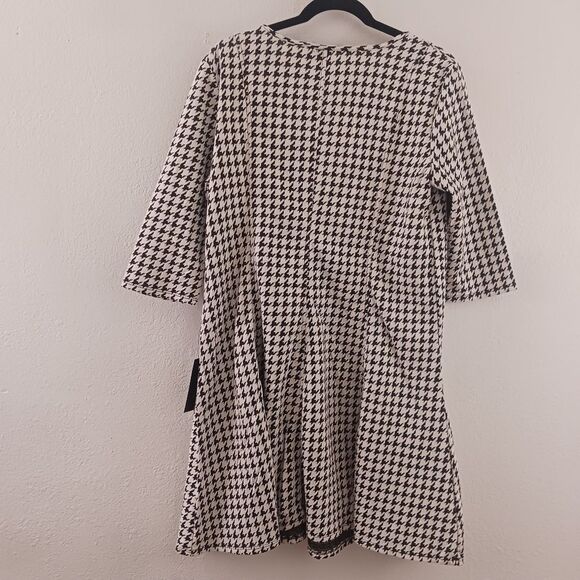 Zoe + Phoebe Black Houndstooth dress size L - Picture 2 of 8